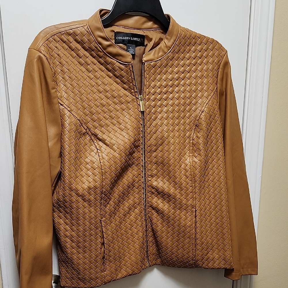 Colleen Lopez Camel Quilted Leather Jacket
